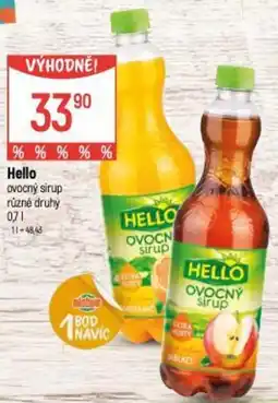 Globus Hello ovocný sirup různé druhy nabídka