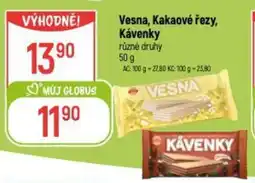 Globus Vesna, Kakaové řezy, Kávenky nabídka