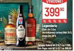 Globus Legendario Elixir de Cuba dominikánský rumový likér 34% Añejo Oro 38% nabídka
