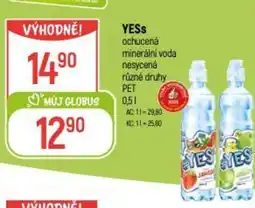 Globus YESS ochucená minerální voda nesycená různé druhy PET nabídka