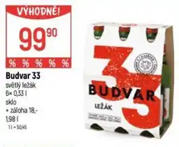 Globus Budvar 33 světlý ležák sklo + záloha 18,- nabídka