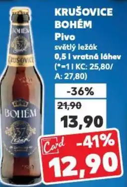 Kaufland KRUŠOVICE BOHÉM Pivo světlý ležák nabídka