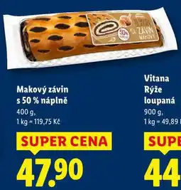 Lidl Makový závin s 50% náplně, 400 g nabídka