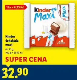 Lidl Kinder čokoláda maxi, 4x 21 g nabídka