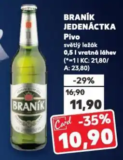 Kaufland BRANÍK JEDENÁCTKA Pivo nabídka