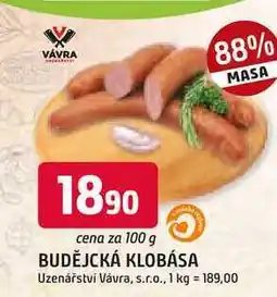 Trefa BUDĚJCKÁ KLOBÁSA 100g nabídka