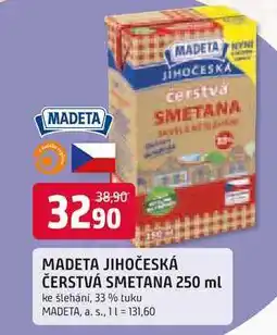 Trefa MADETA JIHOČESKÁ ČERSTVÁ SMETANA 250 ml ke šlehání, 33% tuku nabídka