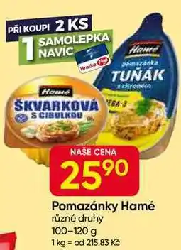 Hruška Hamé Pomazánky různé druhy 100-120 g nabídka