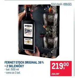 Makro FERNET STOCK ORIGINAL 38% + 2 SKLENIČKY nabídka
