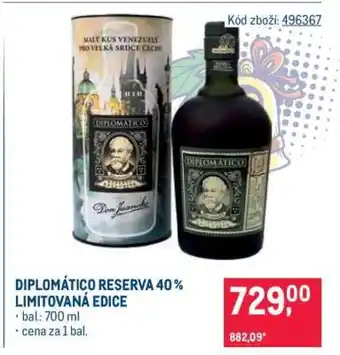 DIPLOMÁTICO RESERVA 40 % LIMITOVANÁ EDICE
