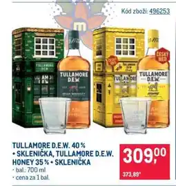 Makro TULLAMORE D.E.W. 40 % + SKLENIČKA, TULLAMORE D.E.W. HONEY 35 % + SKLENIČKA nabídka