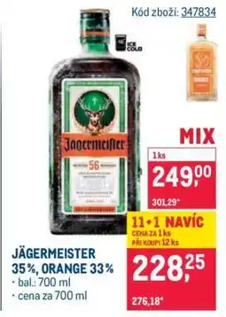 Makro JÄGERMEISTER 35%, ORANGE 33% nabídka