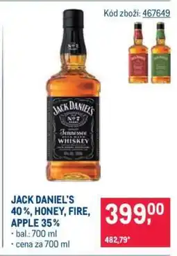 Makro JACK DANIEL'S 40 %, HONEY, FIRE, APPLE 35 % nabídka