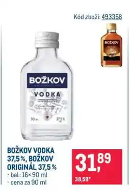 Makro Božkov Vodka 37,5 %, Božkov Originál 37,5 % nabídka