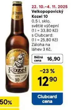 Tesco Velkopopovický Kozel 10 nabídka