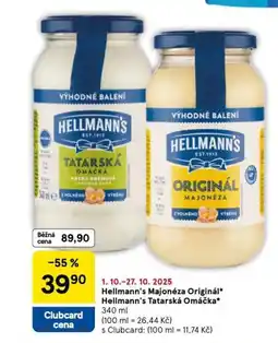 Tesco HELLMANN'S Majonéza Originál* HELLMANN'S Tatarská Omáčka nabídka