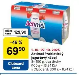 Tesco Actimel Probiotický jogurtový nápoj nabídka
