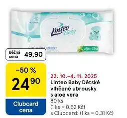 Tesco Linteo Baby Dětské vlhčené ubrousky s aloe vera nabídka
