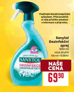 Billa SANYTOL Dezinfekční sprej nabídka