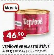 Trefa klasik VEPŘOVÉ VE VLASTNÍ ŠŤÁVĚ 400 g, PP 300 g nabídka