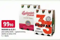 Trefa BUDVAR 6x 0,33 l pivo světlý ležák nabídka