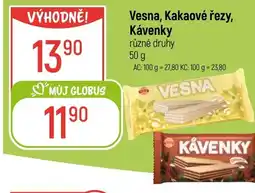 Globus Vesna, Kakaové řezy, Kávenky nabídka