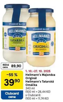 Tesco Hellmans´s tatarská omáčka nabídka