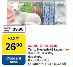 Tesco Tento hygiencké kapesníky nabídka
