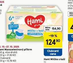 Tesco Hami mlíčko s kaší nabídka