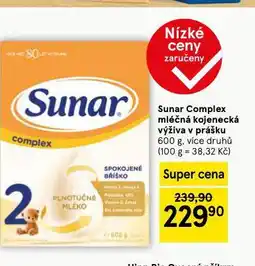 Tesco Sunar complex mléčná kojenecká výživa v prášku nabídka