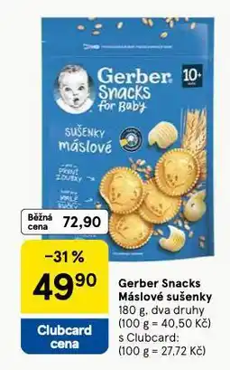 Tesco Gerber snacks máslové sušenky nabídka