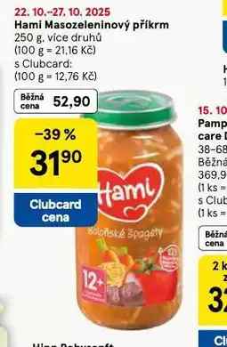 Tesco Hami masozeleninový příkrm nabídka