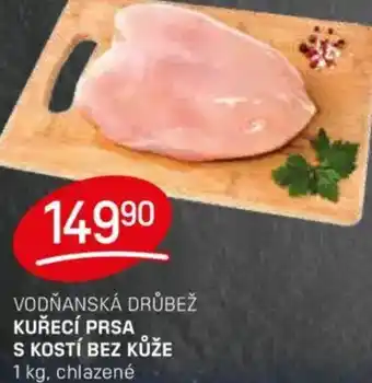 Vodňanská drůbež kuřecí prsa s kostí bez kůže