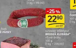 Flop BRDSKÁ KLOBÁSA různé druhy 100 g nabídka