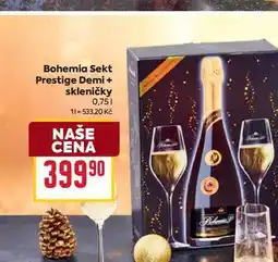 Billa Bohemia Sekt Prestige Demi + skleničky 0,75l nabídka