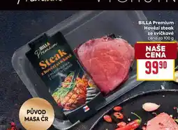 Billa BILLA Premium Hovězí steak ze svíčkové cena za 100 g nabídka