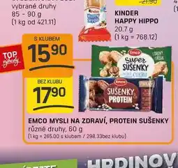 Flop EMCO MYSLI NA ZDRAVÍ, PROTEIN SUŠENKY různé druhy, 60 g nabídka