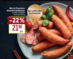 Billa BILLA Premium Klobása Delikates z pultu lahůdek cena za 100 g nabídka