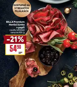 Billa BILLA Premium Hovězí šunka v pepři z pultu lahůdek cena za 100 g nabídka