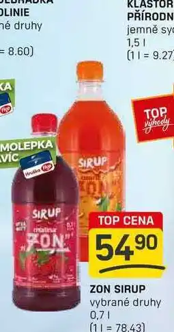 Flop ZON SIRUP vybrané druhy 0,7l nabídka