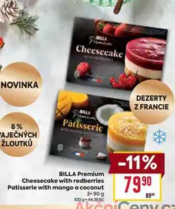 Billa BILLA Premium Cheesecake with redberries Patisserie with mango a coconut 2x 90 g nabídka