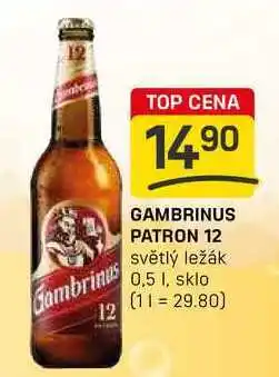 Flop GAMBRINUS PATRON 12 světlý ležák 0,5l nabídka
