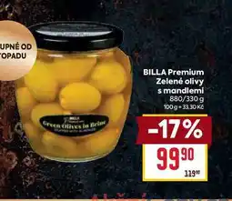 Billa BILLA Premium Zelené olivy s mandlemi 880/330 g nabídka