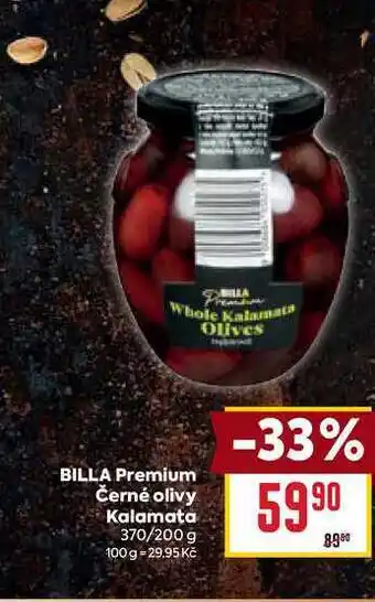 BILLA Premium Černé olivy Kalamata 370/200 g