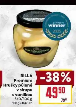Billa BILLA Premium Hrušky půlené v sirupu s vanilkou 540/300 g nabídka