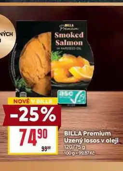 Billa BILLA Premium Uzený losos v oleji 120/75 g nabídka