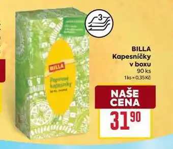 Billa BILLA Kapesníčky v boxu 90 ks nabídka