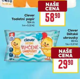 Billa Clever Dětské ubrousky 80 ks nabídka