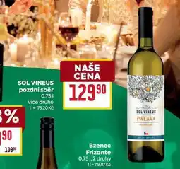 Billa SOL VINEUS pozdní sběr 0,75l nabídka