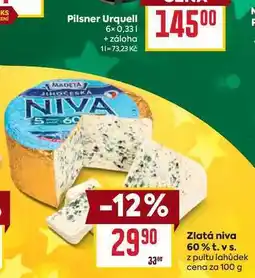 Billa Zlatá niva 60% t. vs. z pultu lahůdek cena za 100 g nabídka